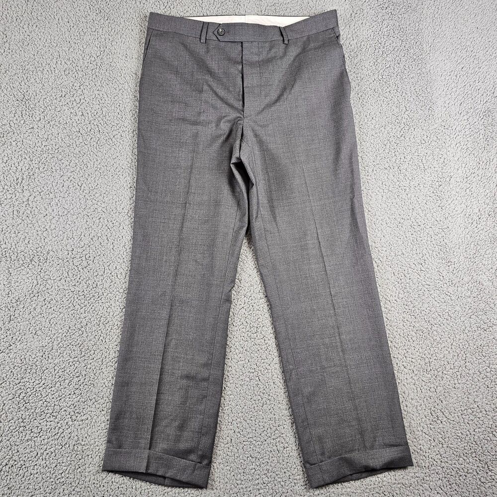 Samuelsohn Dress Pants Mens 34x30 Gray REDA 110s Wool Italian Cuffed Performance - Picture 2 of 16